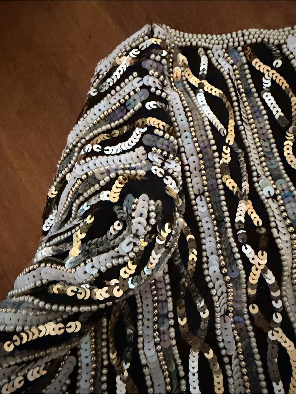 Vintage Black Sequin & Beaded Evening Blazer | Pearl Trim - Picture 9 of 11